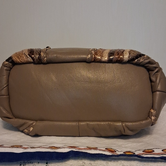 Rappi 80s Leather & Snakeskin Convertible Bag 🤎🐍 Tan/Brown Vintage Clutch - Picture 11 of 16
